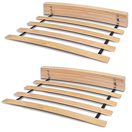 WOODRAM Rollrost 180x200 cm (2x90cm) für Bett - Hochwertiger Rolllattenrost 17 Gebogene Birkenholzlatten mit Band verbunden.Lattenroste holzlatten Klappbar Bestimmt für Feder- sowie Schaummatratzen.