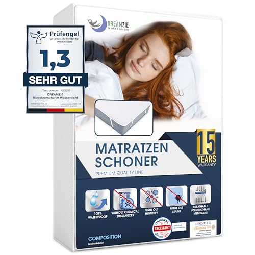 Matratzenschoner 80 x 200 cm Wasserdicht Made in EU und Oeko-TEX Zertifiziert von Dreamzie - Atmungsaktive Matratzenauflage