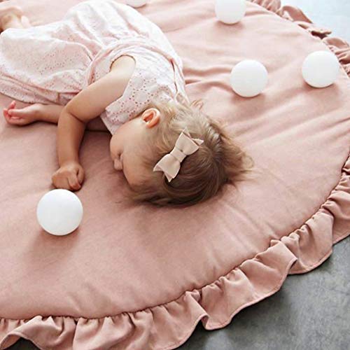 Kinderteppich, Baby krabbeln Matte Neugeborenes Baby Padded Spiel Matten Baumwolle Krabbeln Mat Spiel Teppiche Runde Boden Teppich(A)
