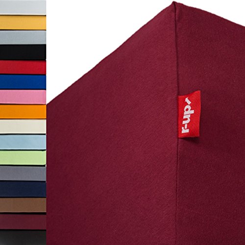 r-up Beste Spannbettlaken Doppelpack 90x200-100x220 bis 35cm Höhe viele Farben 95% Baumwolle / 5% Elastan 230g/m² Oeko-Tex stressfrei auch für hohe Matratzen (Bordeauxrot)