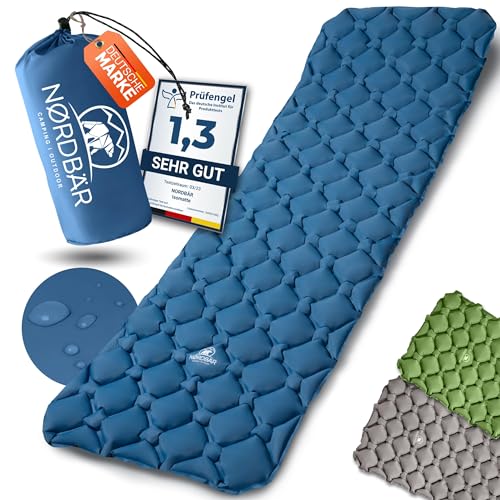 NORDBÄR® Camping Isomatte aufblasbar & Ultraleicht | Iso Luftmatratze kleines Packmaß für Camping, Outdoor & Zelten | Campingmatte, Schlafmatratze, Reisematratze