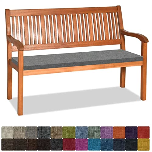Bankauflage Stuhlkissen Bankkissen mit Krawatte Waschbar ,170x60x8cm,1 2 3 4-Sitzer Sitzkissen Rutschfeste Auflage für Gartenbank ,Küche,Terrasse Innen und Außenbereich，Dicker Leinenstoff,dunkelgrau