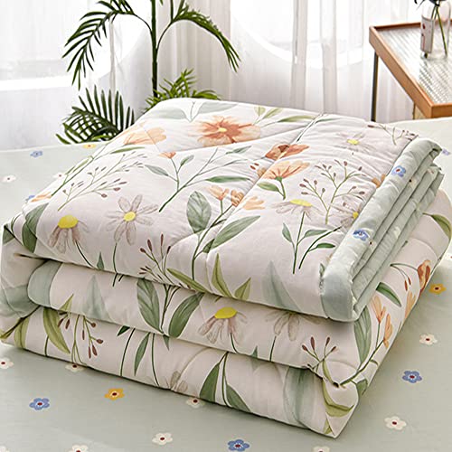 Chickwin Tagesdecke Bettüberwurf Gesteppt, Einfach Blumen Tagesdecke Schlafzimmer Steppdecke Decke Überwurf Wohnzimmer Sofaüberwurf für Einzelbett Doppelbett (180x200cm,Garten Gras)