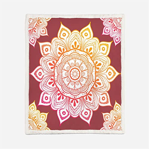 XPINGO Mandala Kuscheldecke Sherpa Decke 150x200 cm Mikrofaser Weich Warme Winter Blanket 3D Blumen Boho Abstrakt Wohndecke Kinder Fleecedecke Flauschige Sofadecke für Sofaüberwurf Tagesdecke