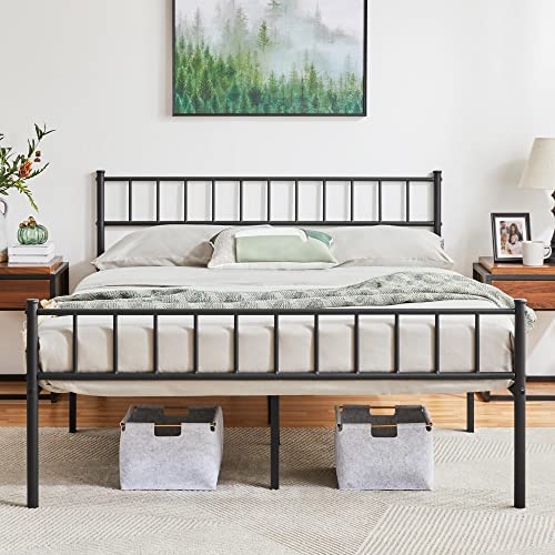 Yaheetech Metallbett Metallrahmenbett Gästebett, Einzelbett/Doppelbett, Modern Bettgestelle Bettrahmen Jugendbett mit Lattenrost für Schlafzimmer Gästezimmer 140 X 190 cm