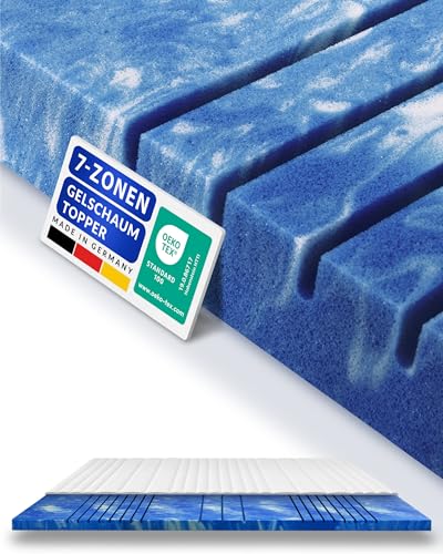 8 cm hoch - 7-Zonen Deluxe Gelschaum-Topper 180x220 cm mit RG 50 - Hochwertiger Lyocell-Bezug - Antirutschfunktion - Umlaufendes Klimaband - Qualität Made in Germany - Gel-Topper 180 x 220 8cm