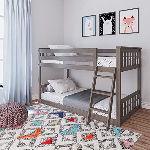 Max & Lily Stockbett 90x200cm inclusive Lattenrost, platzsparendes Etagenbett mit 2 Betten, Kinderbett, Holzbett aus neuseeländischem Kiefernholz, braun-grau