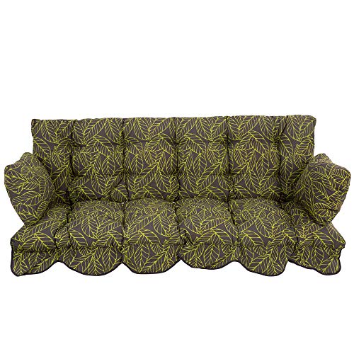Patio Hollywoodschaukel Auflage 170x50 Bankauflage grün Sitzkissen Rückenlehne mit 2 Kissen gesteppt Bora