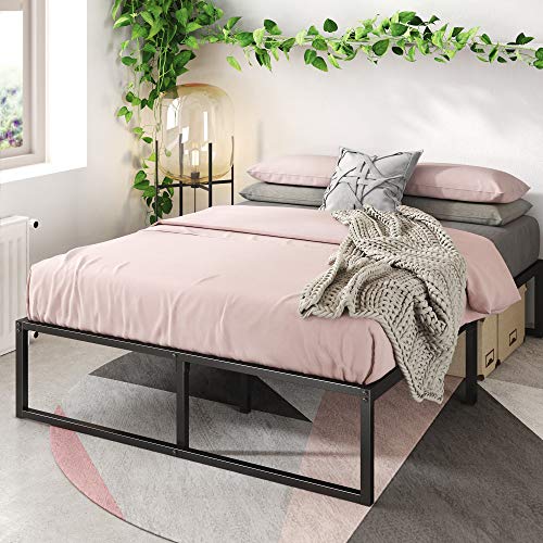 Zinus Lorelai 36 cm Bettrahmen aus Metall | Lattenrost aus Metall | Stauraum unter dem Bett | Einfache Montage | 140 x 190 cm | Schwarz