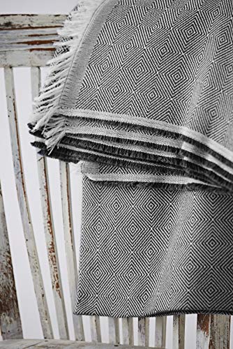 Textil-home Bettüberwurf, Mehrzweck/Plaid 230 x 285cm Dante - Eignet Sich als Sofaüberwurf und auch als Tagesdecke. Farbe Schwarz
