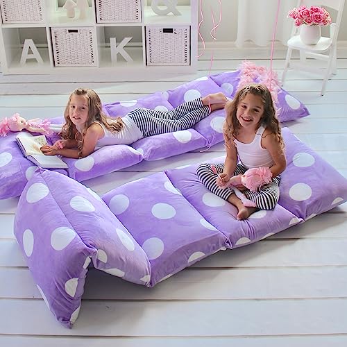 Butterfly Craze Bodenkissen Bett Lounger Abdeckung, gemütliche stilvolle für Kinder Erwachsene, Recliner Bodenkissen für ultimativen Komfort, Kleinkind Nap Matte, nur Abdeckung, lila Polka Dot, Queen