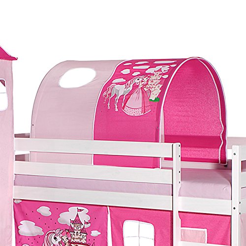 IDIMEX Tunnel für Hochbett Prinzessin Rutschbett Spielbett Kinderbett in pink/rosa