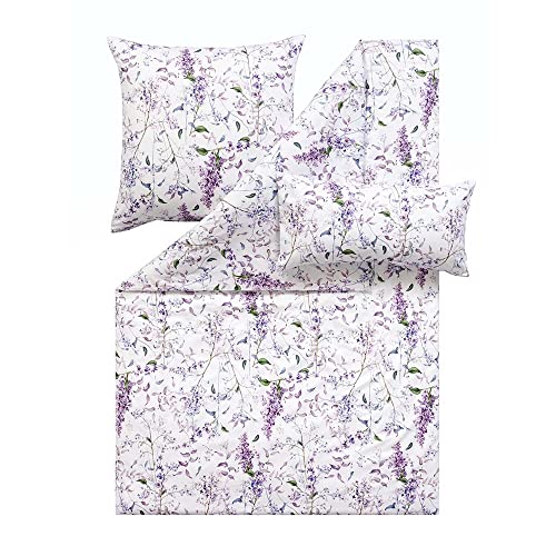 ESTELLA Atelier Mako-Satin Bettwäsche Sybille Farbe Lilac Größe 135x200 + 80x80 + 40x80