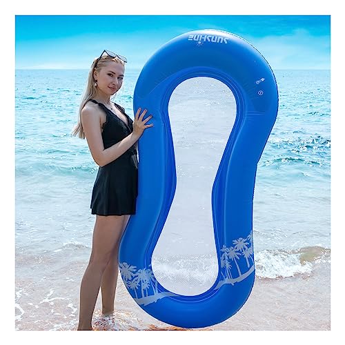 Luftmatratze Pool Erwachsene,Pool Hängematte mit Mesh,wasserhängematte Wasser Matratze Schwimmring für Erwachsene(Blau)