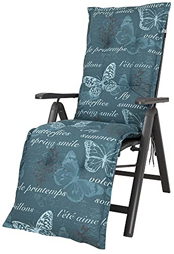 Kettler Polen KETTtex 2388 Auflage Relaxliege Bali blau/Petrol Schmetterlinge 170x49x8 cm (ohne Stuhl)
