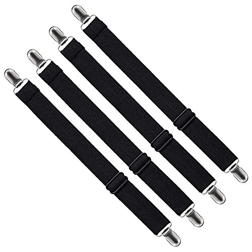 LIHAO 4 x Betttuchspanner verstellbar Lakenspanner für Bettlaken Matratze Bettlaken Clips Bettlakenhalter, Schwarz (65 bis 220 cm)