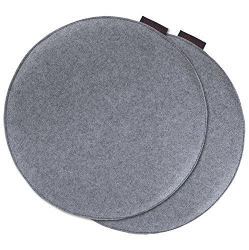 MAGMA Avaro 2er Set Stuhlkissen Filz Stuhlkissen rund rund Ø 35 cm grau