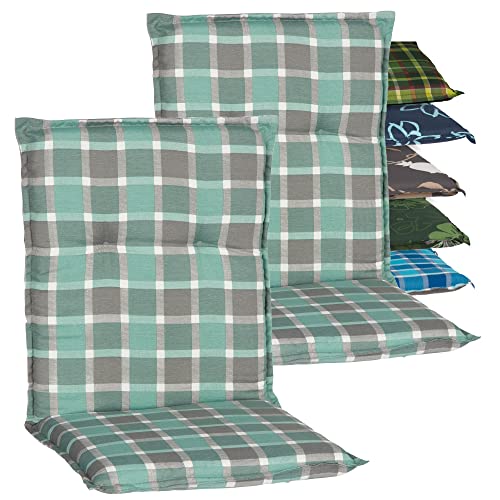 Beo® Barcelona Niedriglehner Gartenstuhlauflagen 2er Set | Waschbar | Made in EU | Öko-Tex Standard | Atmungsaktive Sitzkissen Outdoor | UV-beständige Polsterauflagen