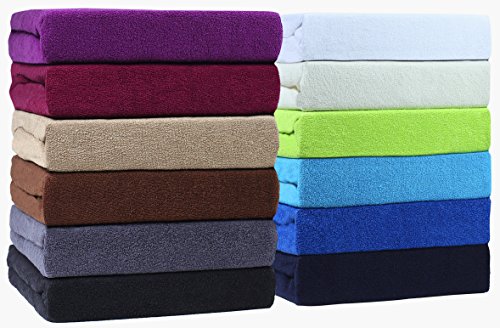 NatureMark FROTTEE Spannbettlaken, Spannbetttuch TOP Preis-Leistungs-Verhältnis in vielen Größen und Farben MARKENQUALITÄT (180x200-200x200 cm, schwarz)