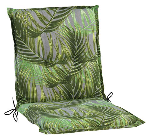 Möbel Jack Gartenstuhlauflagen Niederlehner - 100 x 50 cm - Grün - Baumwolle - Polyester - Palmenmotiv - Sesselauflage Sitzpolster Stuhlauflage