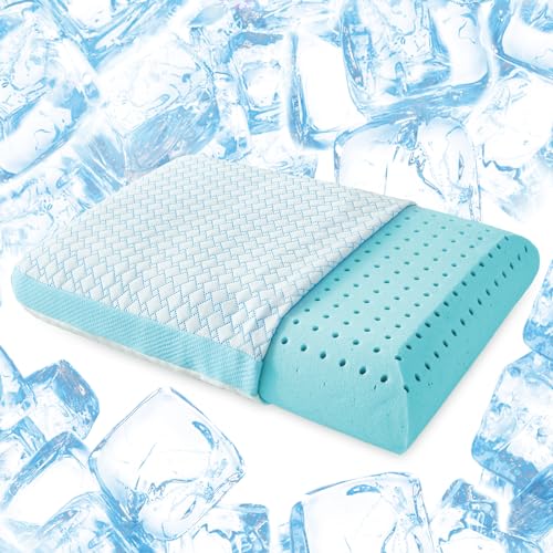 YOUMAKO Kühlendes Memory Foam Kopfkissen – 1 Packung Standard Kopfkissen, hochwertiges, kühlendes und gemütliches, belüftetes Bettkissen mit beidseitig waschbarem Bezug, 40 x 60 cm