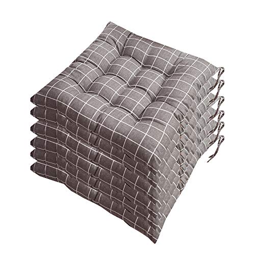 AGDLLYD Stuhlkissen 40x40cm 6er Set,Sitzkissen für Stühle Indoor und Outdoor - Bequeme Stuhlauflage - Steppkissen weich und robust bunt (A)