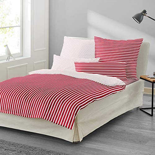 Irisette Essential Mako-Satin Bettwäsche Nora rot, 1 Bettbezug 135 x 200 cm + 1 Kissenbezug 80 x 80 cm