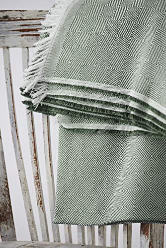 Textil-home Bettüberwurf, Mehrzweck/Plaid 130 x 180cm Dante - Eignet Sich als Sofaüberwurf und auch als Tagesdecke. Farbe Dunkelgrün