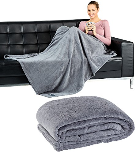 Wilson Gabor Microfaser Kuscheldecke: Weiche Mikrofaser-Kuscheldecke, 170 x 130 cm, 190 g/m², dunkelgrau (Mikrofaser Decke, Sofadecke, Sessel)