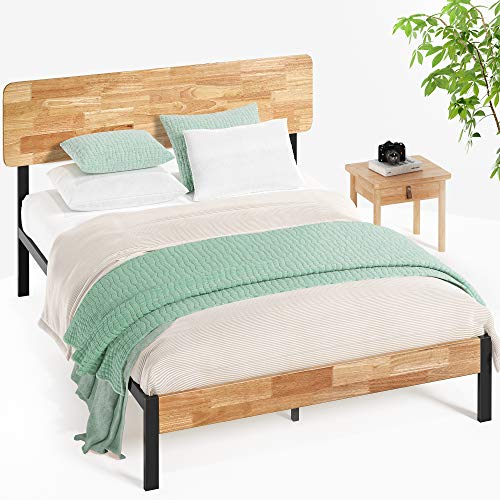 ZINUS Olivia 36 cm Plattformbettrahmen aus Metall und Holz | Holzlattenrost | Einfache Montage | 100 x 200 cm | Natur