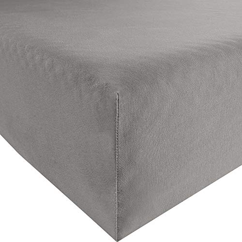 Erwin Müller Spannbettlaken Freising Elasthan-Jersey-Stretch grau Größe 80x200-80x220 cm- dehnbar, antipilling, bügelfrei, Rundumgummi (weitere Farben,Größen)