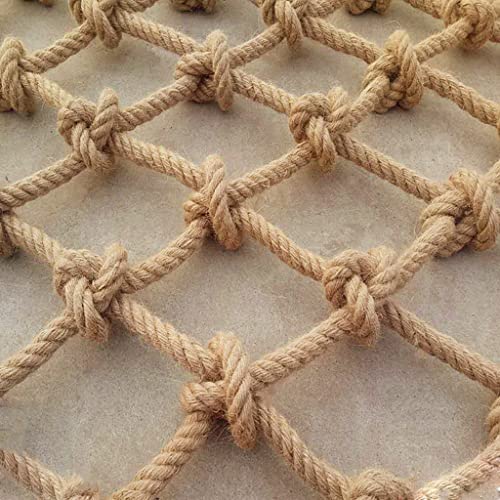 QVIVI Sicherheitsnetz Hanfseilnetz Spielplatz Hof Kletternetz, Kinder Haustier Balkon Treppe Hochbett Absturzsicherung Seilnetz 1x3m
