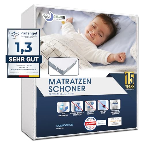 Matratzenschoner 70x200 cm Wasserdicht Oeko-TEX Zertifiziert von Dreamzie - Atmungsaktive Matratzenauflage