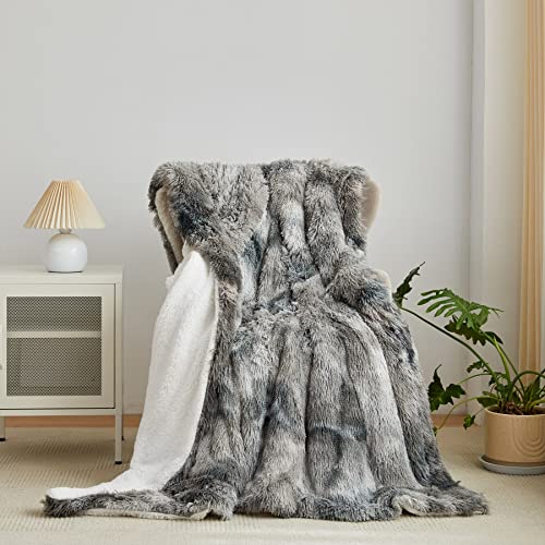 Wajade Kunstfelldecke – Sherpa Schafdecke – Comfort fleecedecke – wolldecke Couch und Bett Decken 130 x 160 cm – Hellgrau