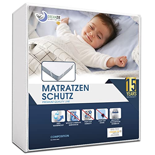 Matratzenschoner 70x140 Baby Wasserdicht Made in EU und Oeko-TEX Zertifiziert von Dreamzie - Nässeschutz Atmungsaktive