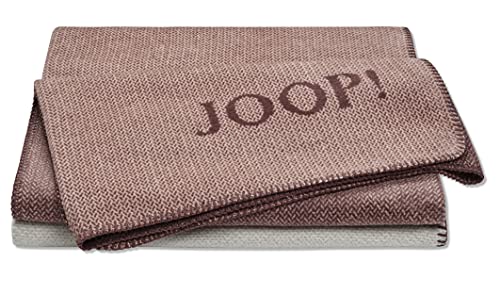 Joop!® Limit Kuscheldecke I samt-weiche Wohndecke in Sand-Bordeaux I Made in Germany I Sofa-Decke aus Baumwollmischgewebe I Tagesdecke 150x200cm I nachhaltig produzierte Decke I Öko-Tex Standard 100