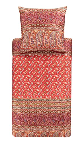 Bassetti Bettwäsche Garnitur Imperia R1 aus Baumwolle Mako-Satin in der Farbe Rot 2-Teilig mit Reißverschluss, Maße: 155cm x 220cm, 80cm x 80cm, 9323472