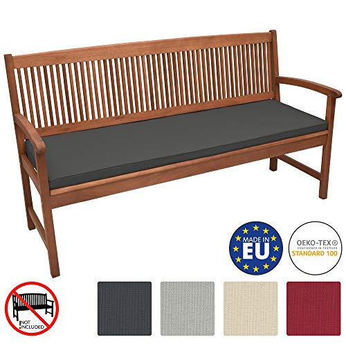 Beautissu Bankauflage Base BK ca. 180x48x5 cm Bequeme Polster für Garten-Bank mit abnehmbarem Bezug in Graphit-Grau & in div Farben wählbar