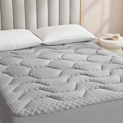 EHEYCIGA Gel Topper 160x190cm Boxspringbett, Matratzentopper 160x190cm Memory Foam, Matratzen Topper mit extra tiefem Tasche, Grau