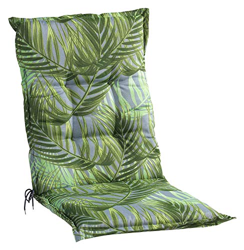 Sesselauflage Sitzpolster Gartenstuhlauflage für Mittellehner | 50 cm x 110 cm | Grün | Palmenmotiv | Baumwolle | Polyester