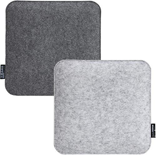 DuneDesign 2 Filz Sitzkissen Eckig 35x35x3cm Stuhlkissen Set Sitzauflage Weich 2-farbig Grau