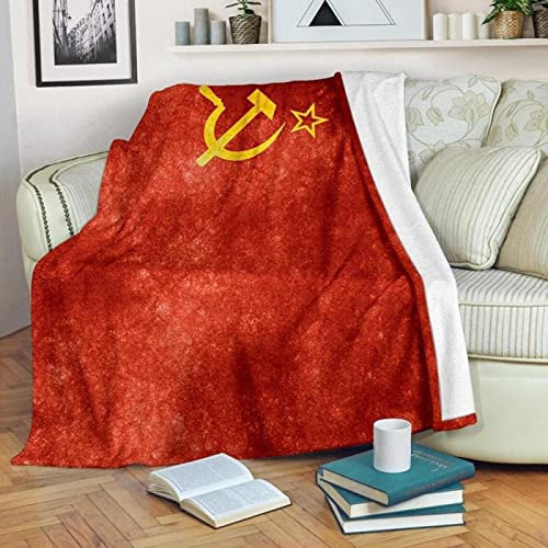 Rot Kuscheldecke Flauschige 180x200, 3D Vintage Sowjetunion Fleecedecke Mikrofaser Sanft Flanell Weich Decke Sofaüberwurf Tagesdecke kinderdecke für Bett/Sofa