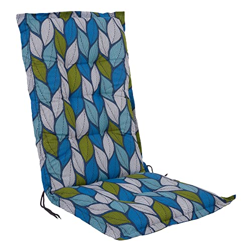 PATIO Hochlehner Auflage Capri Hoch 125 x 50 cm Sitzpolster Stuhl mit Rückenlehne blau Mehrfarbig
