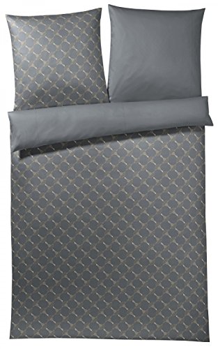 JOOP Bettwäsche aus Mako-Satin, Typ mit Kornblumen von Farben Shaded 155x220 + 1x 80x80 grau