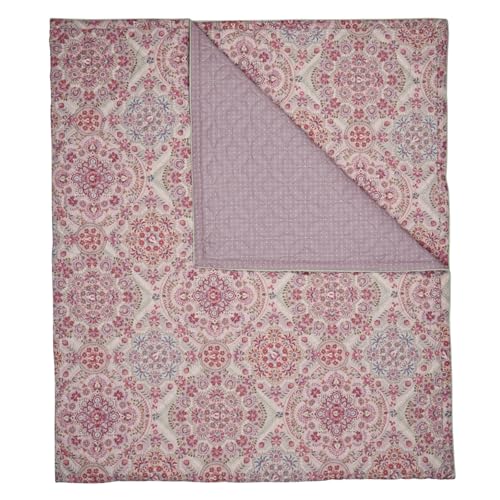 PiP Studio Tagesdecke EL Bordado Pink Blumen Ornamente Floral Geometrisch Früchte Nüsse, Größe:150 x 200 cm