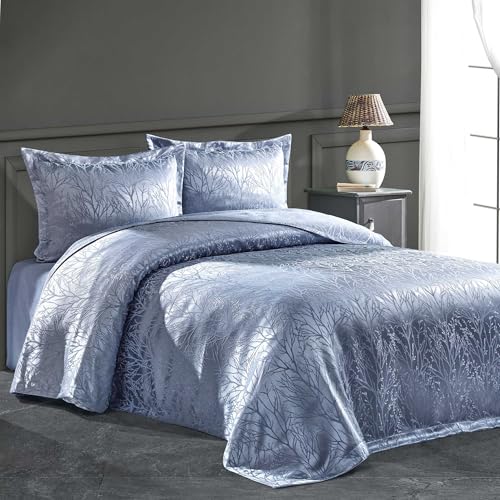 Elart Jacquard Chenille Stoff Bedspread Set | Tagesdecke Weich Modern 220x240 cm und 2 Kissenbezüge | Sofaüberwurf Bettüberwurf Überwurfdecke Couchdecke