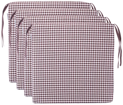Brandsseller Sitzkissen Stuhlkissen kariert Kissen Sitzpolster - 4er Vorteilspaket - 40 x 40 cm - braun