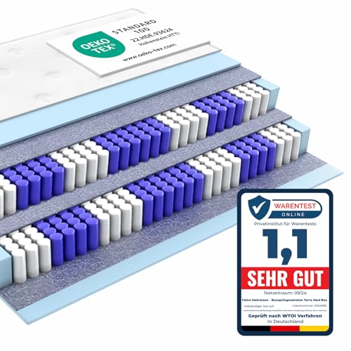 Matratzen Perfekt Boxspringmatratze Terra Med Box², 90 x 200 cm – orthopädische Federkernmatratze mit Doppelfederkern, ideal für Boxspringbetten, Härtegrad H5, Höhe 33 cm