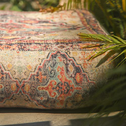 Mandala Life ART Outdoor Boden Kissen Bezug für den Außenbereich - Quadratisch Sitzpouf Fußhocker Sitzpuff Pouf aus Polyester - für Pool, Garten oder Terrasse