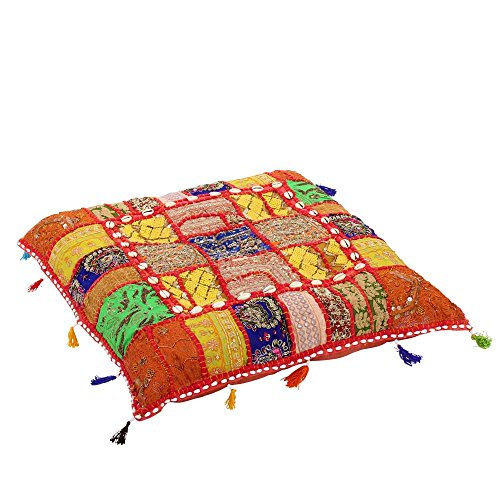 albena shop Isha Indisches Bodenkissen (Multicolor) 55 x 55 cm, Dekokissen, orientalisches Wohnen und Einrichten